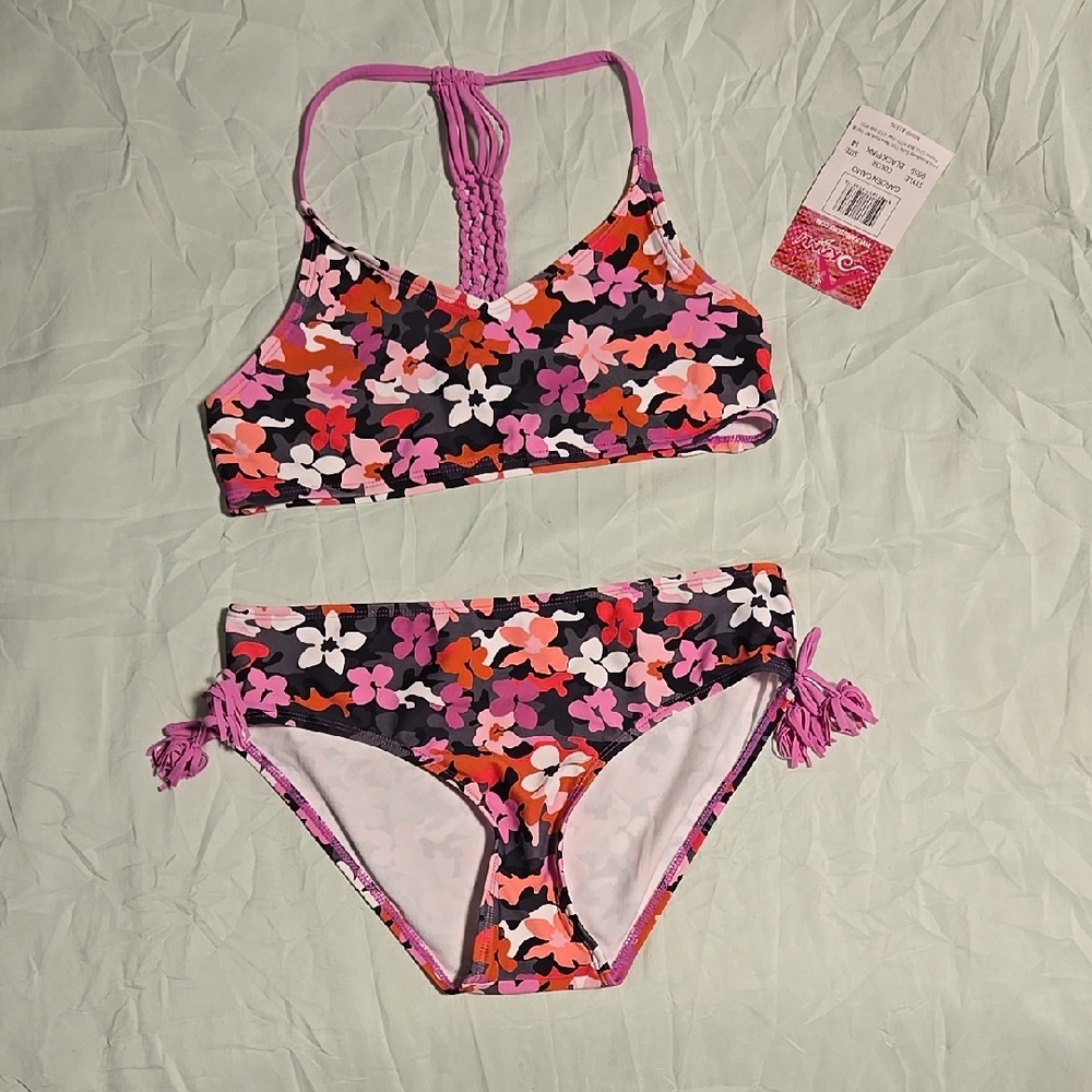 GARDEN CAMO Floral Bikini Set with Pink and Black Accents